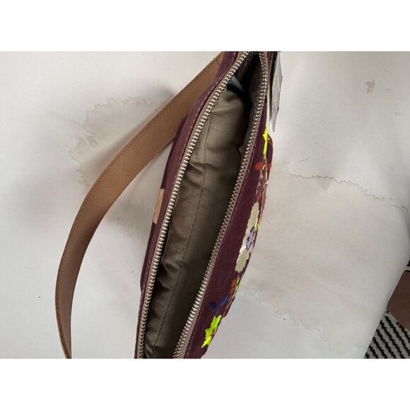 Consuela Vibrant Floral Embroidered Crossbody Bag With Leather Strap & Heart Pil - Picture 16 of 16